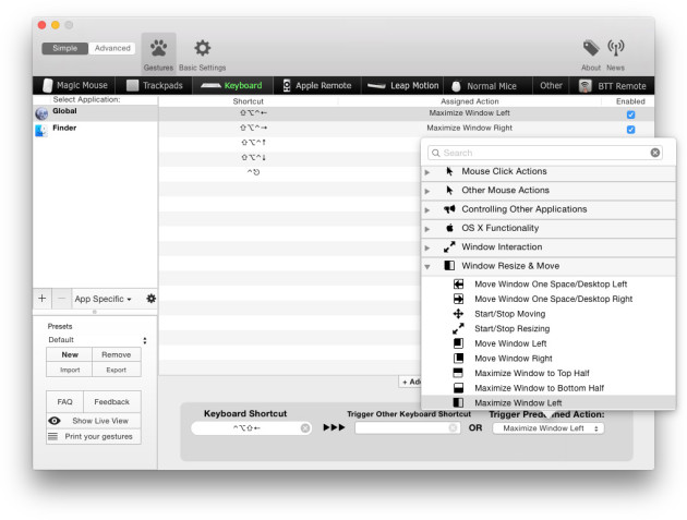 BetterTouchTool OS X: lle