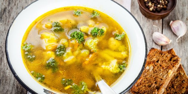 सब्जी सूप: फूलगोभी के साथ मटर सूप