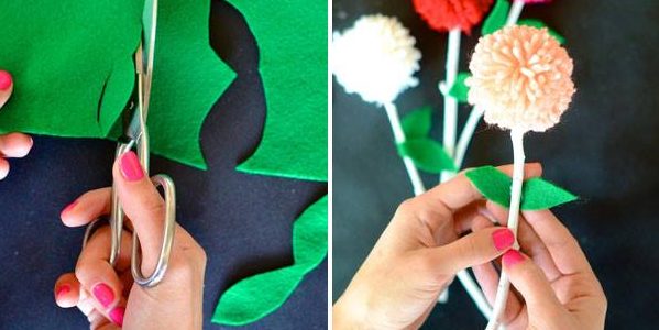 Geschenke für den 8. März mit ihren eigenen Händen: Blumenstrauß aus Pom-Poms