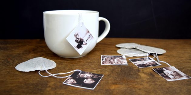 Geschenke für den 8. März mit ihren eigenen Händen: Teebeutel mit Fotos