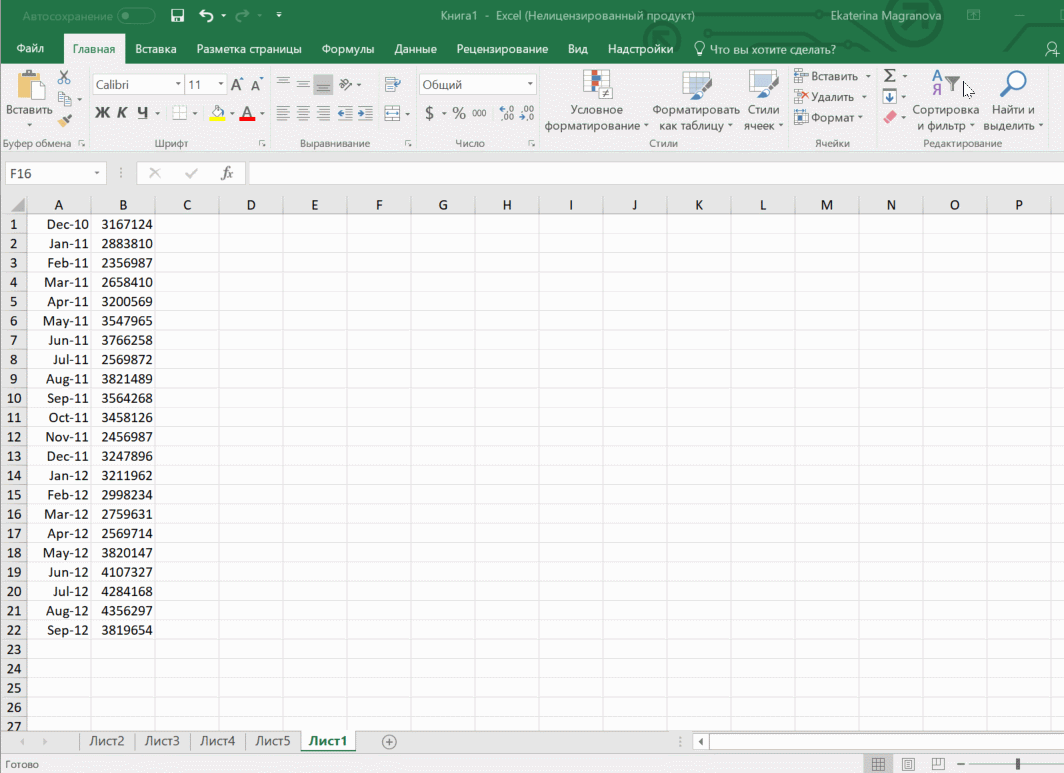Prognoseark i Excel