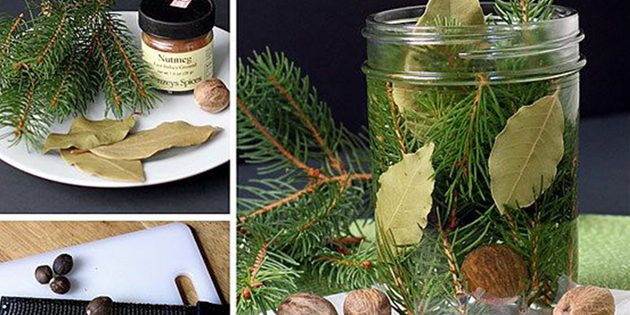 Как да направите аромати със собствените си ръце: Аромат от игли, индийско орехче и лаврови листа