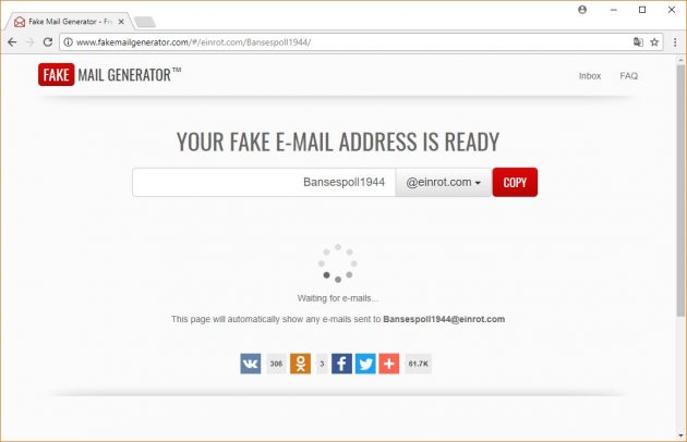 Ideiglenes e-mail: Fake Mail Generator