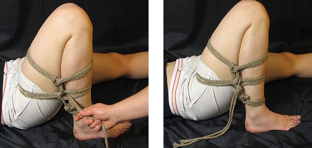 Elementos de shibari: piernas atadas