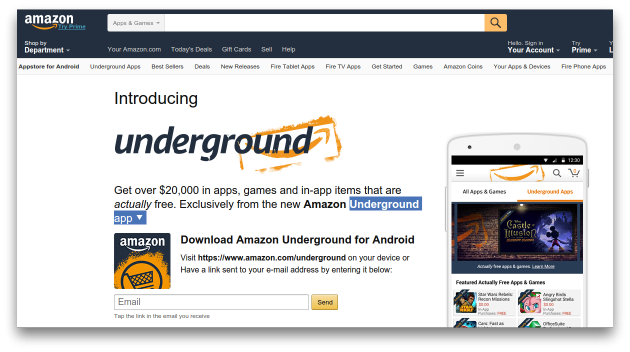 Aplikace Amazon Underground - aplikace pro Android zdarma