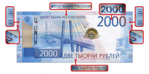 counterfeit money: signs of authenticity, noticeable by touch, by 2,000 rubles