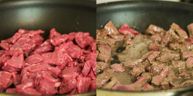 מטגנים ומכניסים את הבשר ל -20 דקות