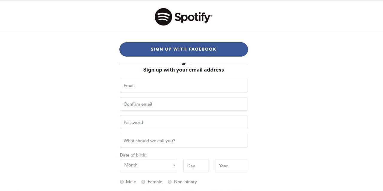 Cómo registrarse en Spotify a través de Facebook