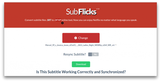 За да превърнете субтитрите, можете да използвате уебсайта на SubFlicks