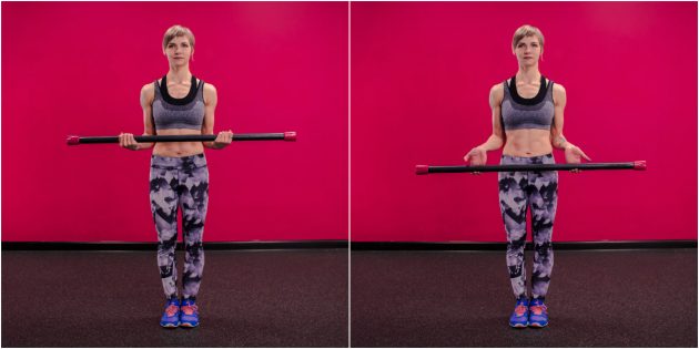 how to strengthen your wrists: lifting the bodybar with a reverse grip