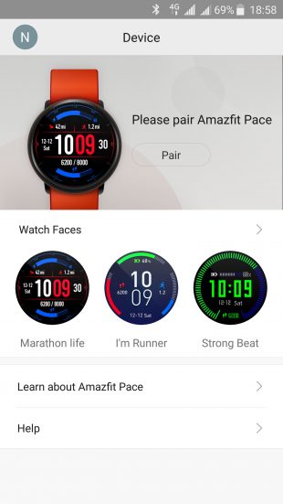 Xiaomi Amazfit Pace: работа с приложения