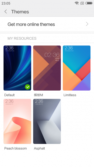 Xiaomi Redmi Note 5a: Themes