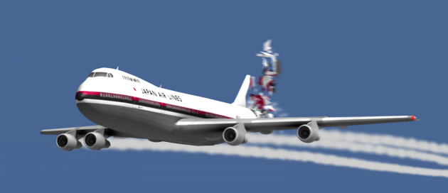 Computer reconstruction of the Boeing 747 accident over Tokyo in 1985