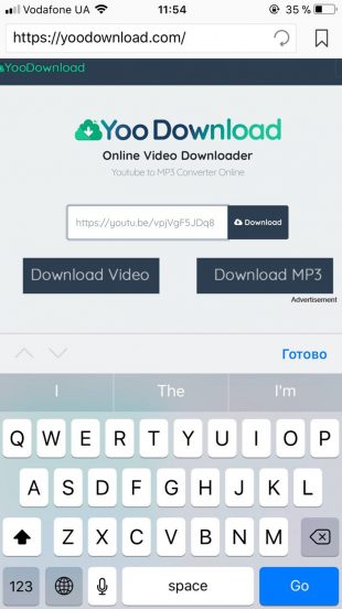 Jak stáhnout video pro iPhone a iPad: Vložte dříve kopírovanou adresu URL do pole na webu