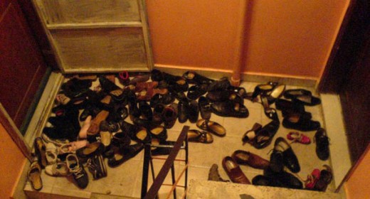 Turks leave their shoes behind the door