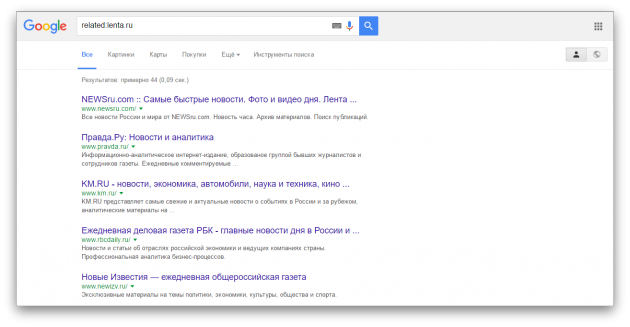 keresés a google-ban: hasonló oldalak keresése